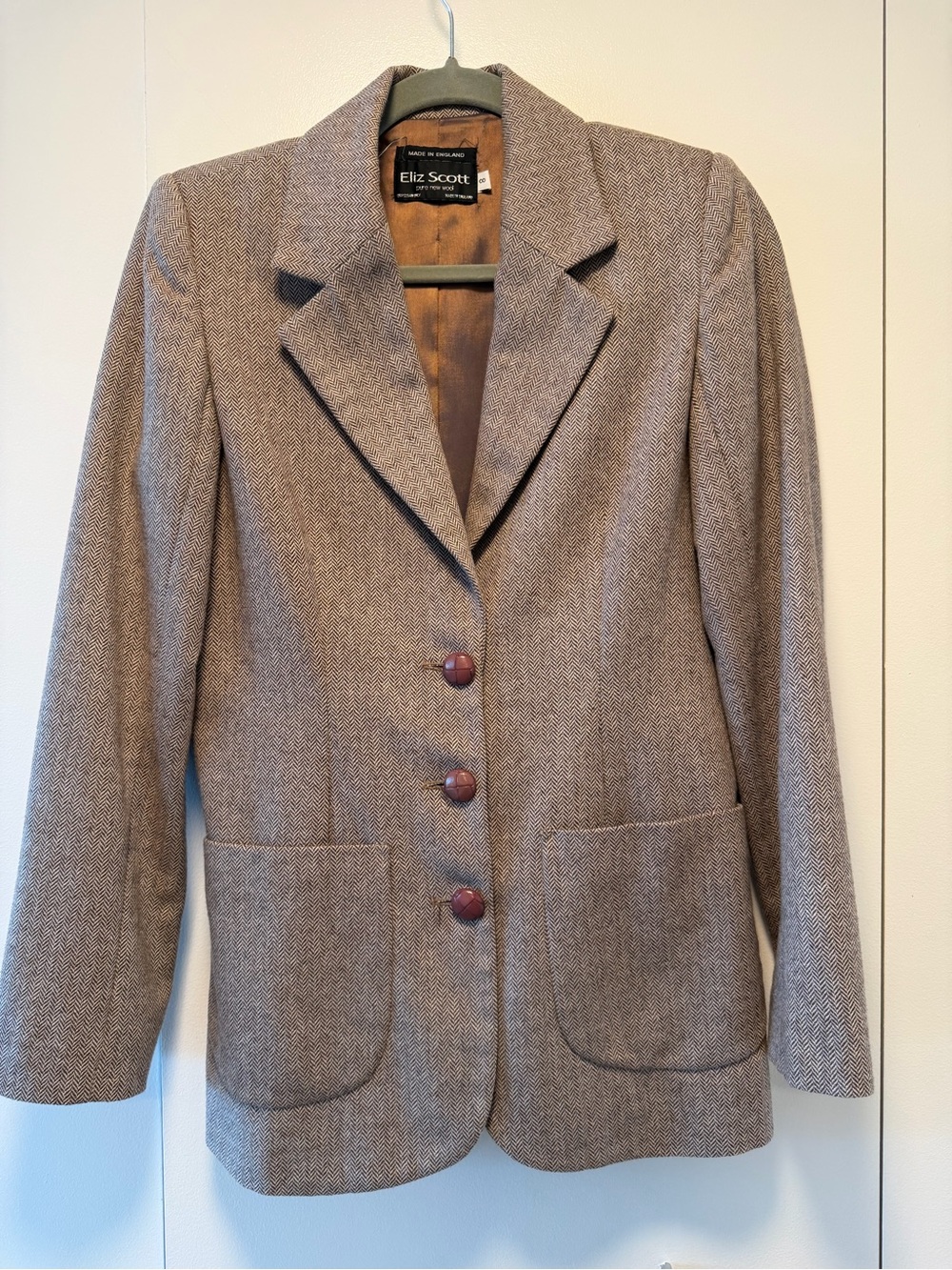 Custom Women's Brown Herringbone oversized Blazer